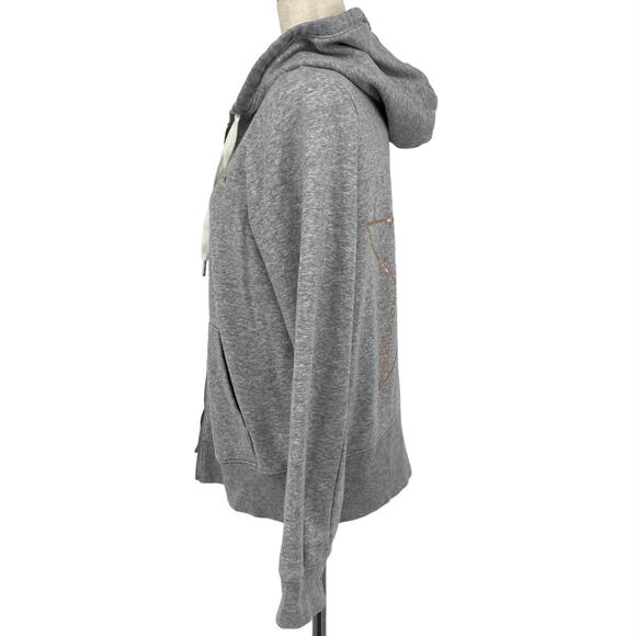 FLAWED NO ZIPPER PELOTON Graphic Hoodie Gray Size Medium Casual Athleisure - Picture 4 of 8